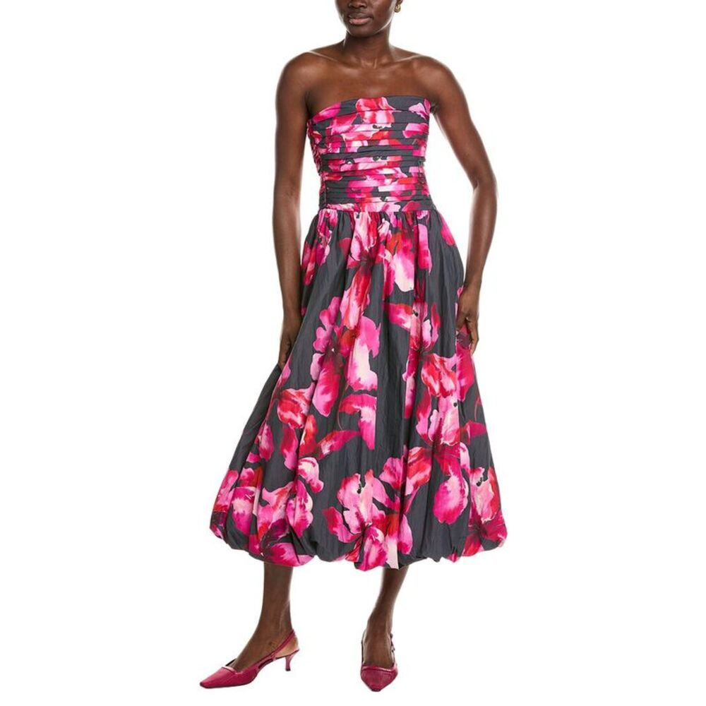 Amur Womens Helena Bubble Midi Dress, Pink